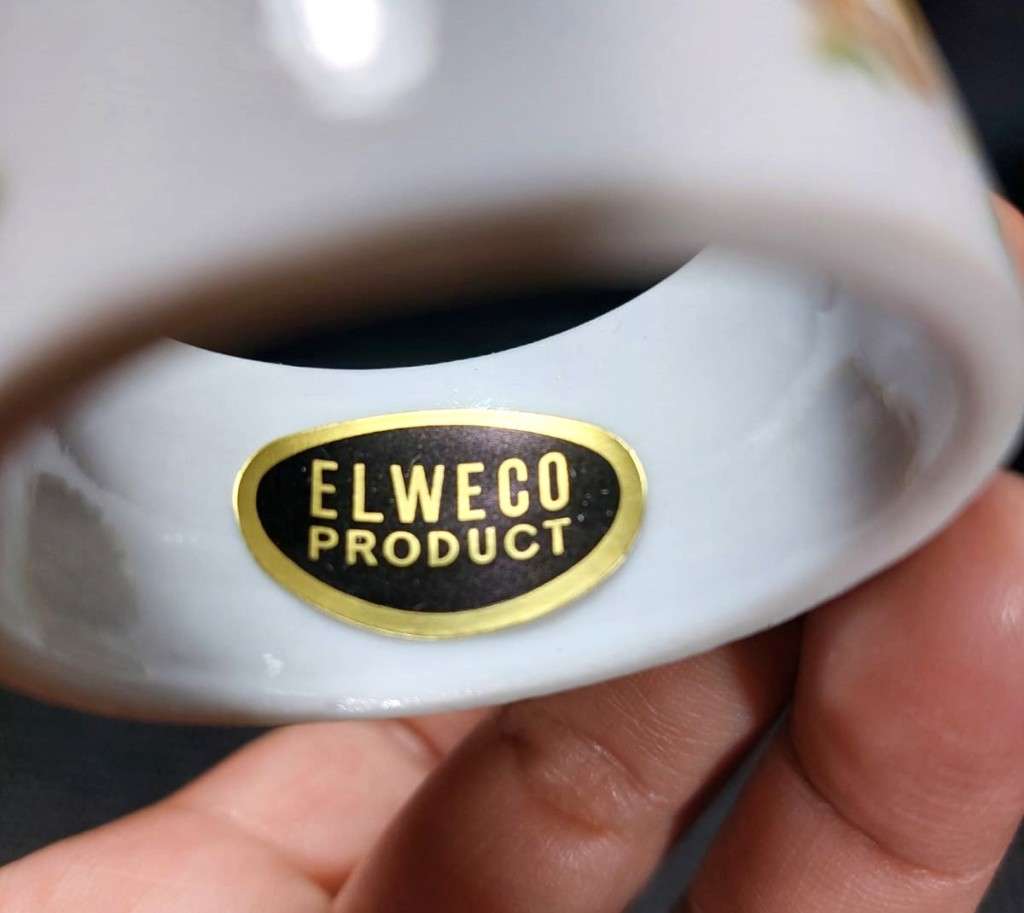 Other Kitchenalia BOXED SET OF 6 ELWECO ROSE DECORATED NAPKIN RINGS